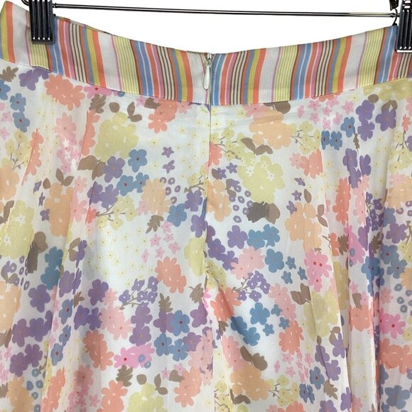 Showpo A-Line Skirt Size 4 Floral With Striped Waistband Mini Lined - Picture 6 of 6